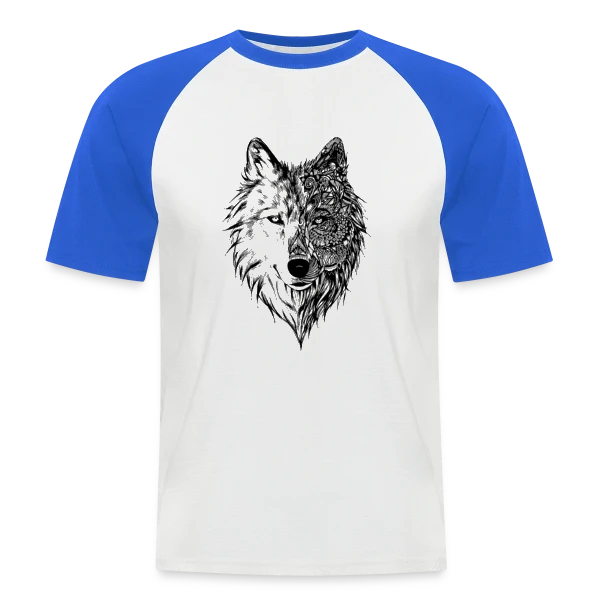 Loup Tribal Géométrique sur T-shirt baseball manches courtes Homme