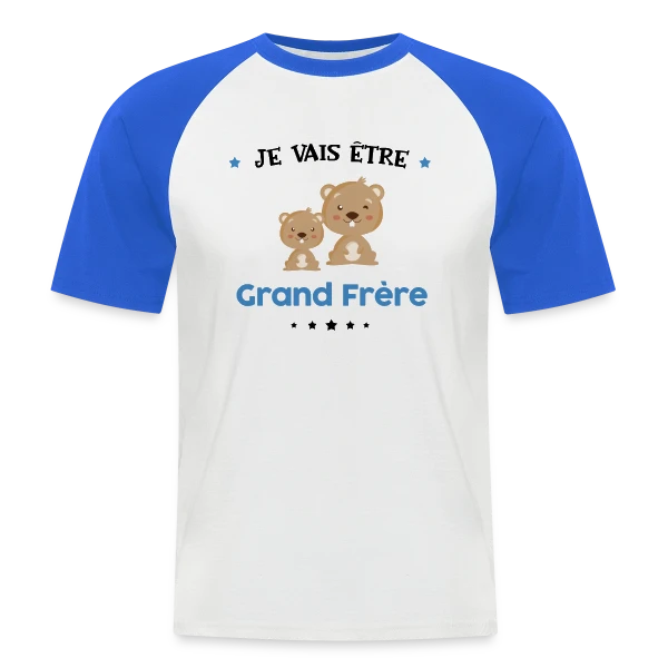 "Je Vais Être Grand Frère" - Annonce Naissance sur T-shirt baseball manches courtes Homme