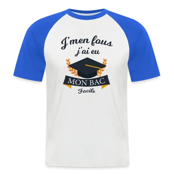 J'ai Eu Mon Bac Facile - Humour Diplômé sur T-shirt baseball manches courtes Homme