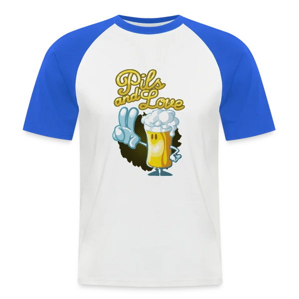Pils & Love : La Bière et l'Amour en Version Cartoon sur T-shirt baseball manches courtes Homme