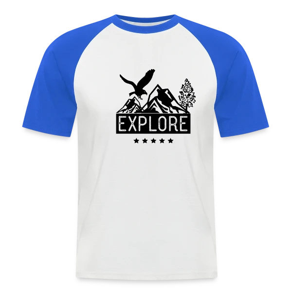 Aventure Montagne Aigle sur T-shirt baseball manches courtes Homme