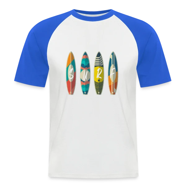 Surf : Planche & Soleil | Idée Cadeau Jeunesse sur T-shirt baseball manches courtes Homme