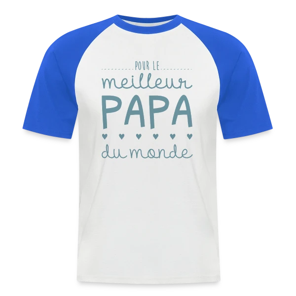 Pour le Meilleur Papa du Monde - avec Cœurs et Amour sur T-shirt baseball manches courtes Homme