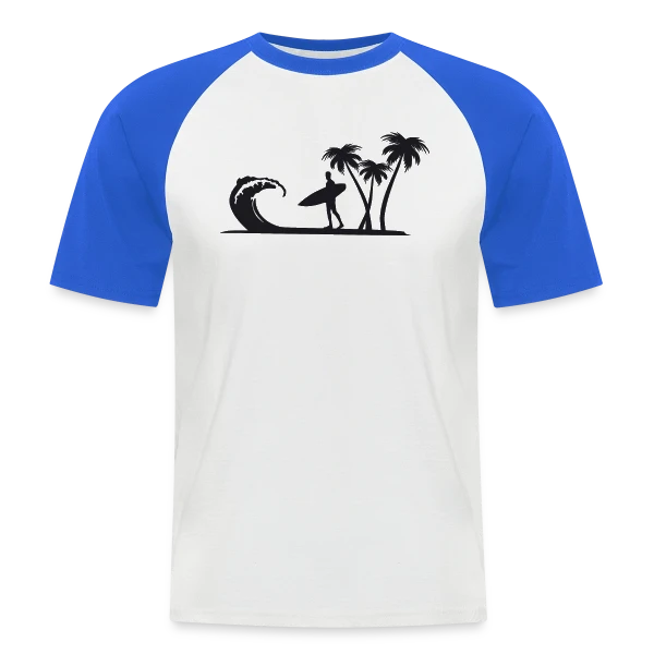 Surfeur Vague Palmiers sur T-shirt baseball manches courtes Homme