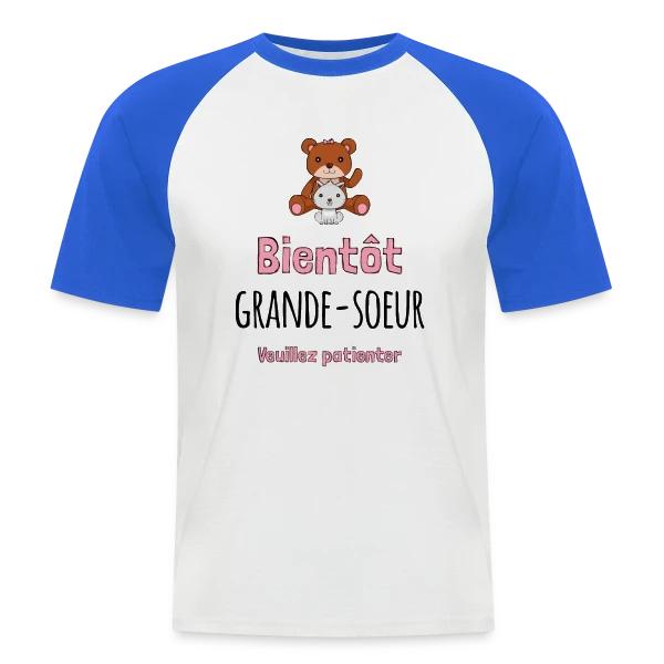 'Bientôt Grande Sœur' - Annonce Grossesse Originale sur T-shirt baseball manches courtes Homme