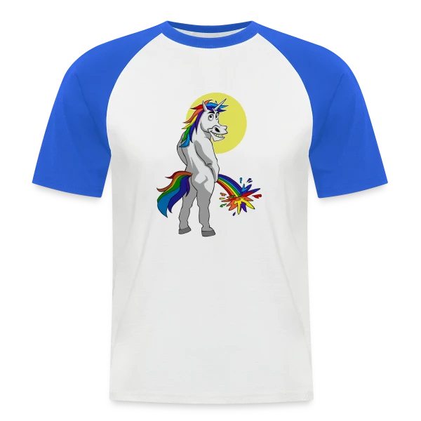 Licorne Pipi Arc-en-ciel sur T-shirt baseball manches courtes Homme