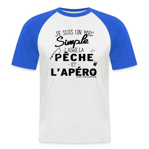 "Pêche & Apéro" : L'Humour du Pêcheur Relax sur T-shirt baseball manches courtes Homme