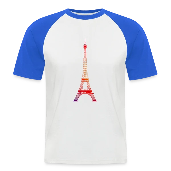 Tour Eiffel Dégradé sur T-shirt baseball manches courtes Homme