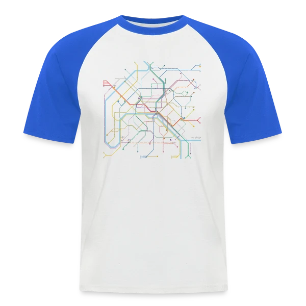 Plan Métro Paris Coloré sur T-shirt baseball manches courtes Homme