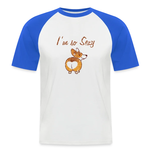 Corgi Sexy Coquin sur T-shirt baseball manches courtes Homme