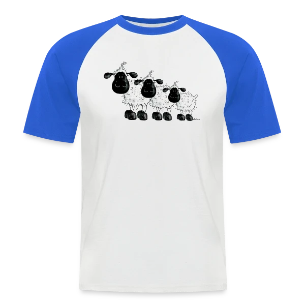 Trois Petits Moutons Rêveurs sur T-shirt baseball manches courtes Homme