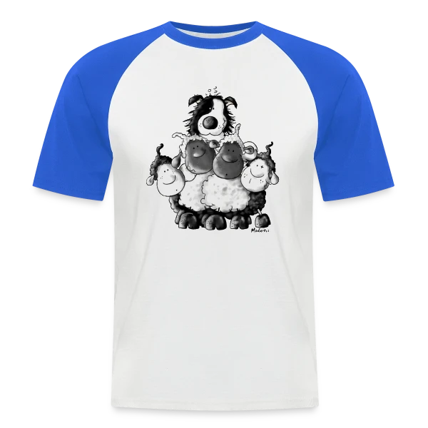 Border Collie et Moutons - Un Vrai Chien de Berger sur T-shirt baseball manches courtes Homme