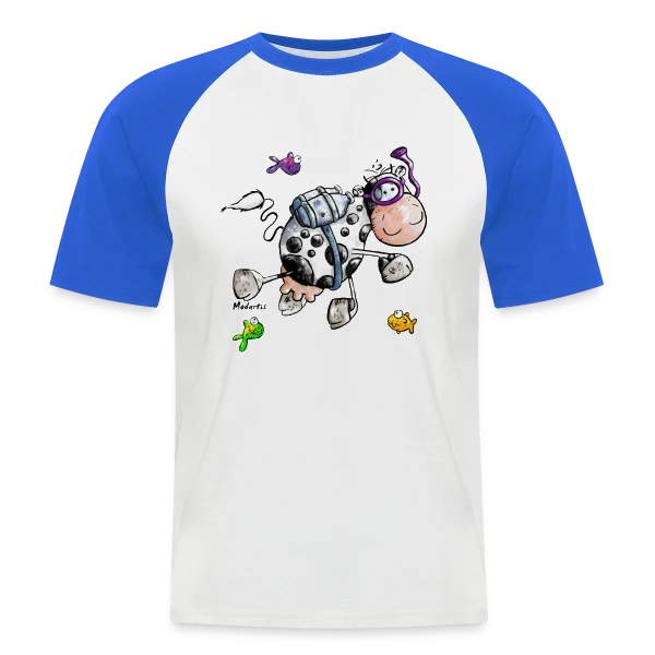 La Vache Marine Plongeuse Cartoon sur T-shirt baseball manches courtes Homme