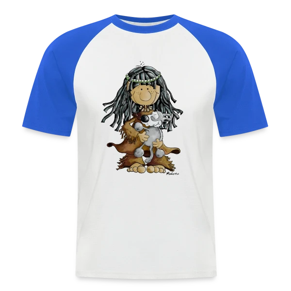Petite Indienne et son Loup Ami sur T-shirt baseball manches courtes Homme