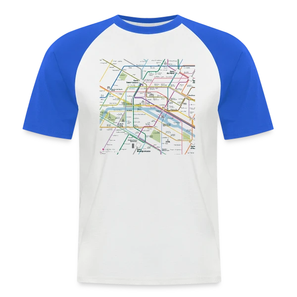 Plan Métro Parisien sur T-shirt baseball manches courtes Homme
