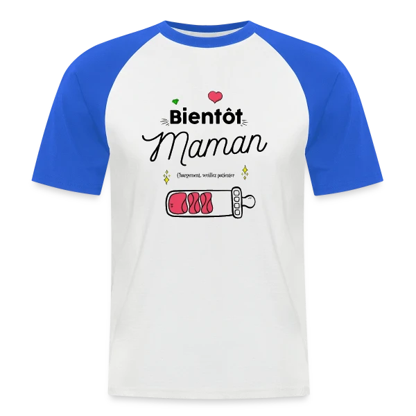 Future Maman : Mon Cœur Bat Pour Deux sur T-shirt baseball manches courtes Homme