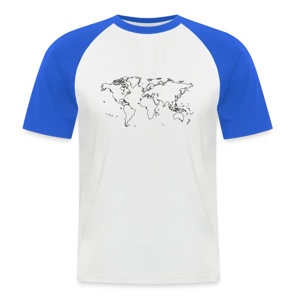 Carte du Monde Minimaliste sur T-shirt baseball manches courtes Homme