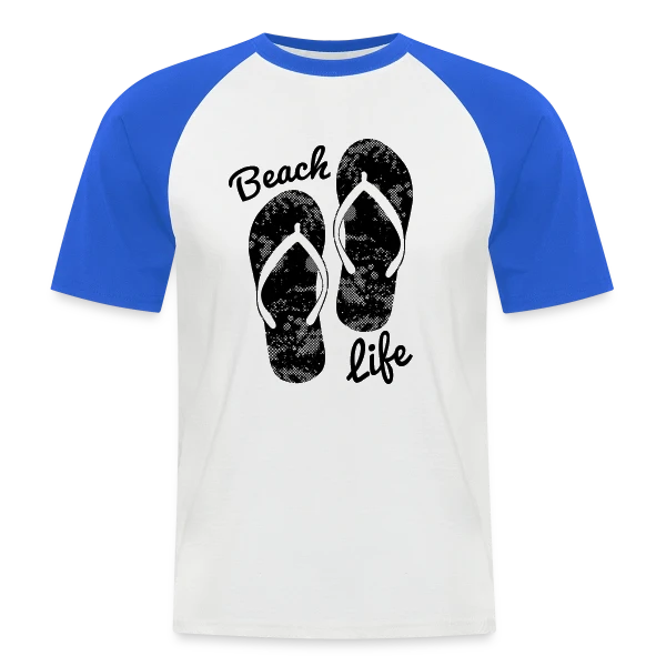 Vie de Plage Tongs Détente sur T-shirt baseball manches courtes Homme
