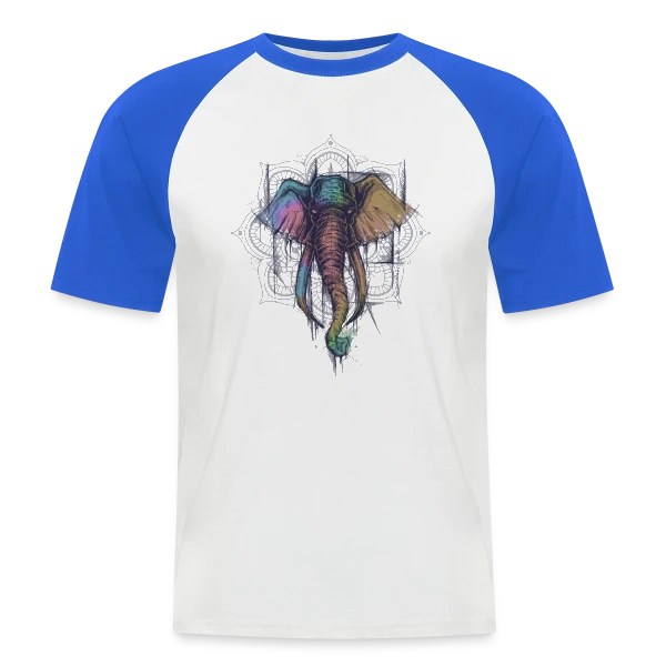 Éléphant Mandala Coloré - Harmonie Spirituelle sur T-shirt baseball manches courtes Homme