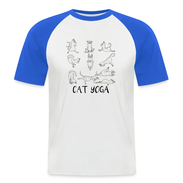 Chats Yoga Drôles sur T-shirt baseball manches courtes Homme
