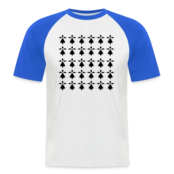 Motif Hermines Bretonnes sur T-shirt baseball manches courtes Homme
