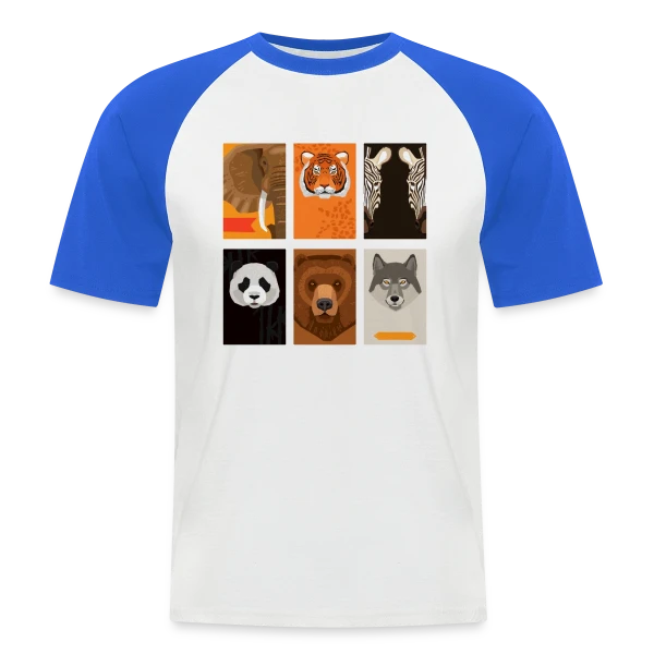 Animaux Sauvages Stylisés sur T-shirt baseball manches courtes Homme