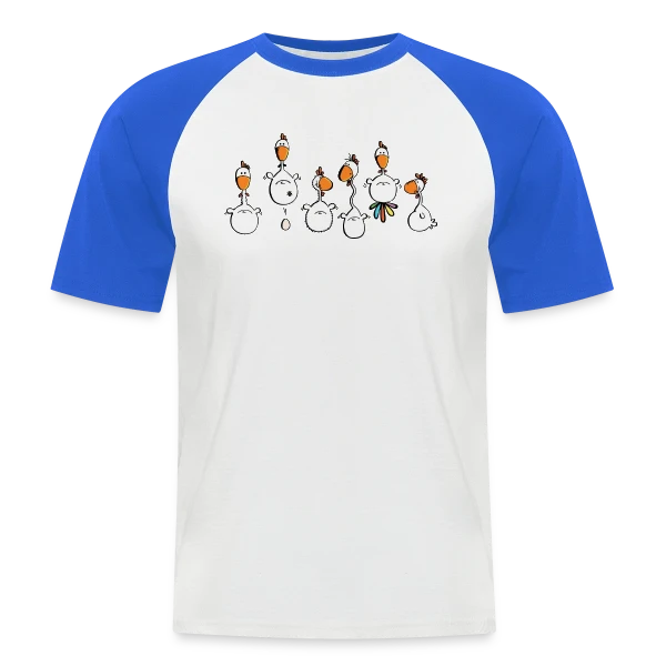 Poules folles - Verrückte Hühner sur T-shirt baseball manches courtes Homme