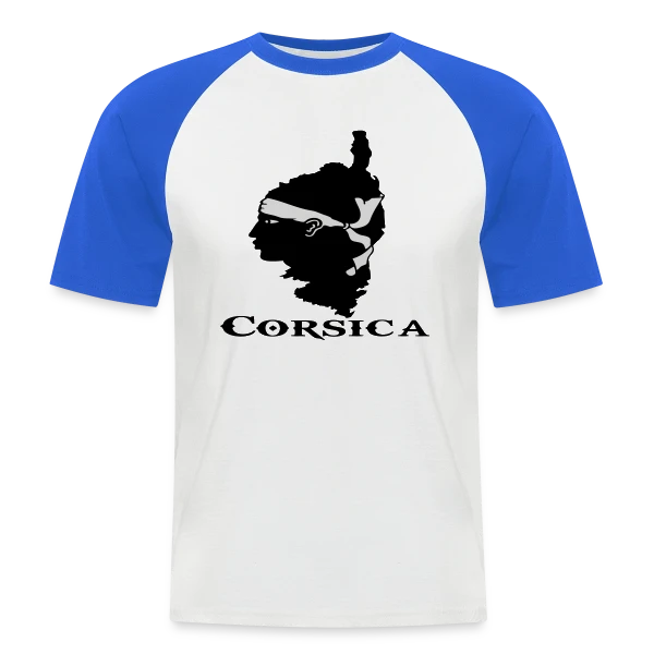 Carte Corse Tête de Maure sur T-shirt baseball manches courtes Homme