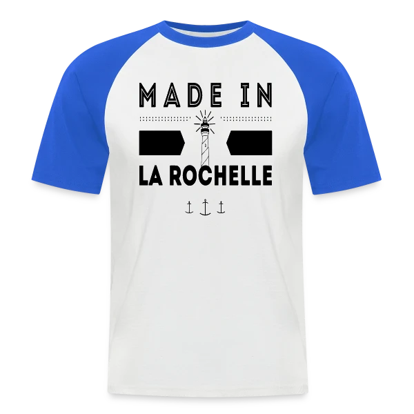 Né(e) à La Rochelle : L'Esprit Rochelais sur T-shirt baseball manches courtes Homme