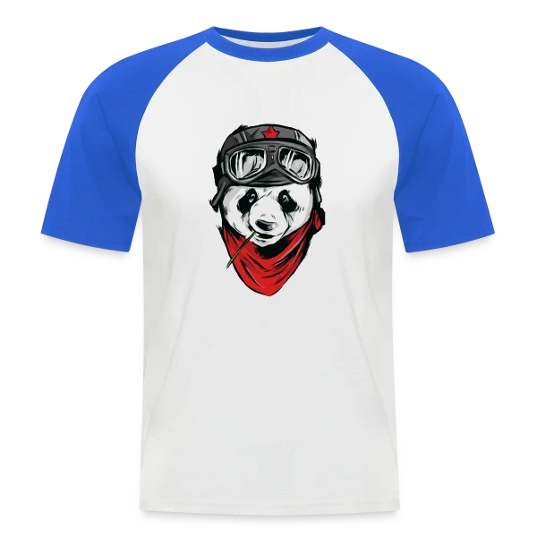 Panda Pilote Rebelle sur T-shirt baseball manches courtes Homme