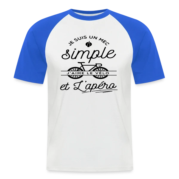 "Mec Simple, Vélo & Apéro" sur T-shirt baseball manches courtes Homme