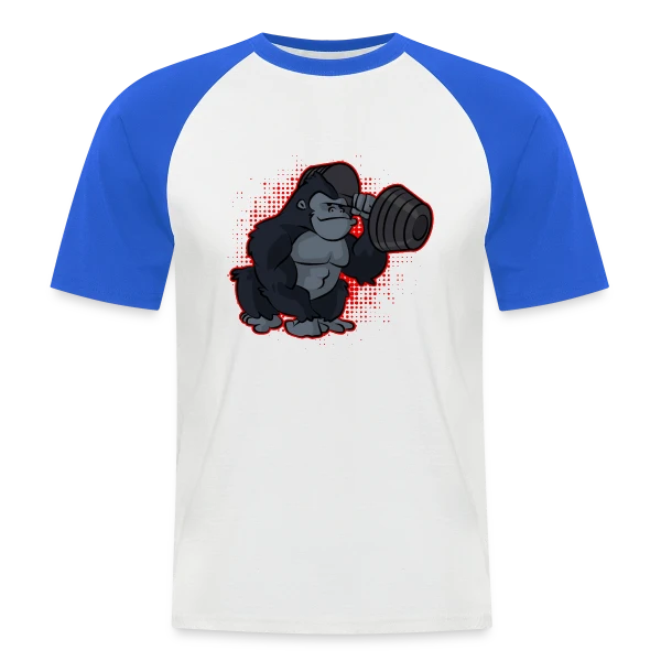 Gorille Musculation - Force et Humour sur T-shirt baseball manches courtes Homme