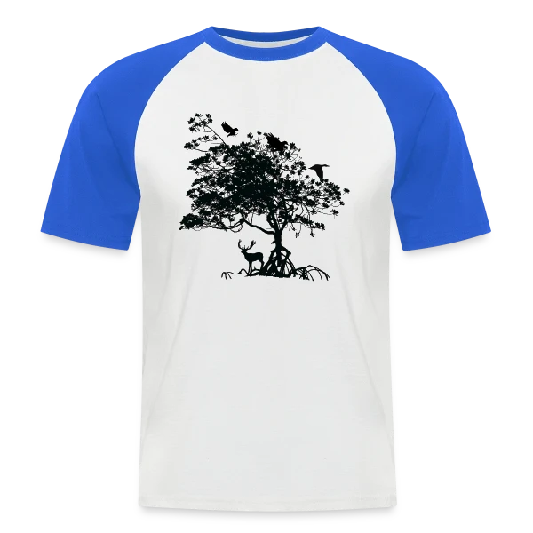Arbre Sauvage et Animaux sur T-shirt baseball manches courtes Homme