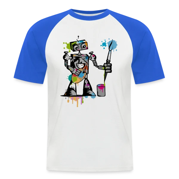 Le Robot Artiste au Pinceau sur T-shirt baseball manches courtes Homme