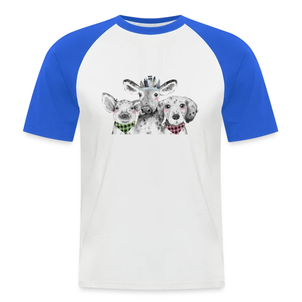 Trio Animalier Adorable sur T-shirt baseball manches courtes Homme