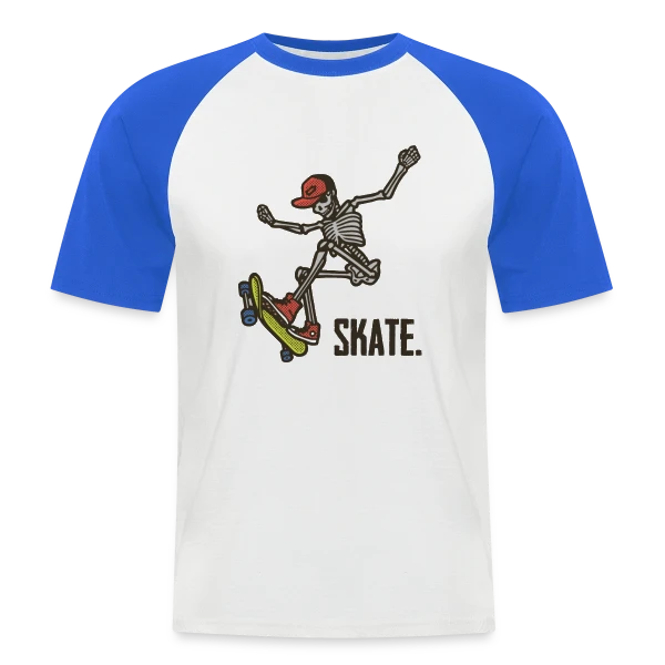 Skate Squelette Fun sur T-shirt baseball manches courtes Homme