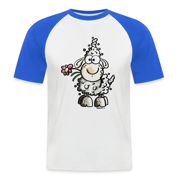 Adorable Mouton Gourmand - Fleur et Humour sur T-shirt baseball manches courtes Homme