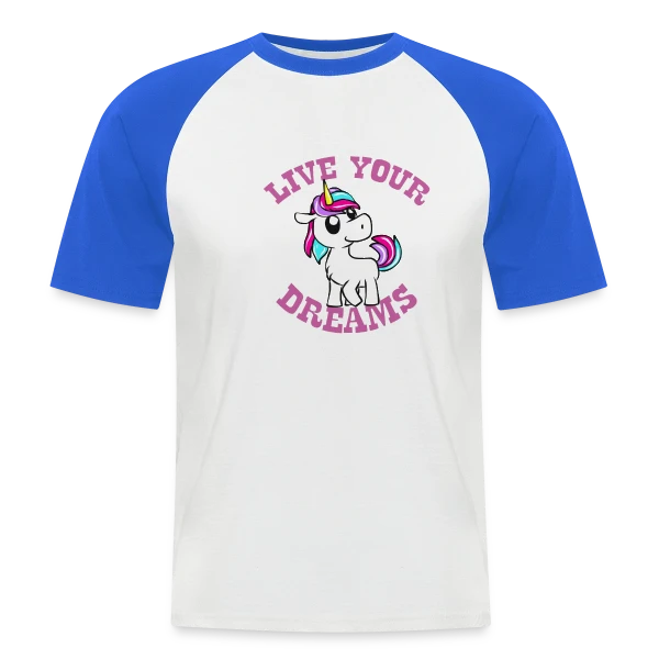 Licorne Kawaii Rêves Magiques sur T-shirt baseball manches courtes Homme