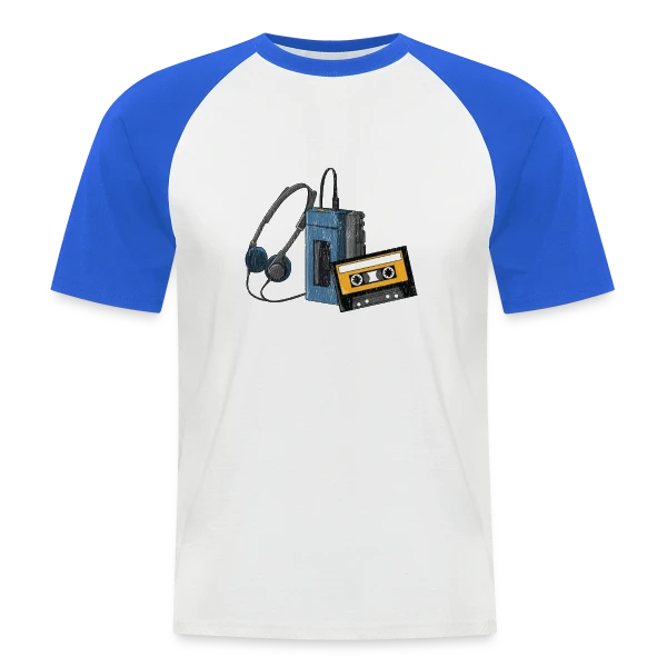 Walkman Rétro Cassette sur T-shirt baseball manches courtes Homme