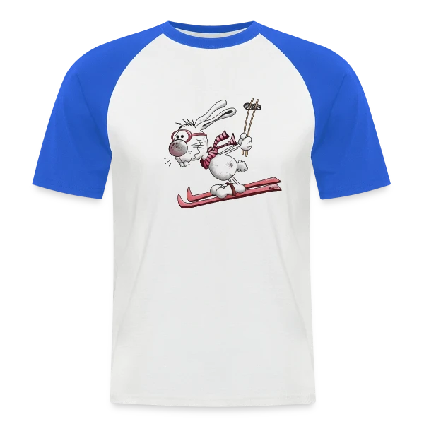 Lapin Skieur sur la Piste sur T-shirt baseball manches courtes Homme