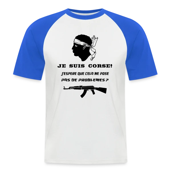 Humour Corse Arme sur T-shirt baseball manches courtes Homme