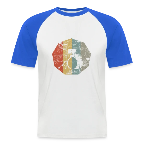 Batterie Rétro Musique Vintage sur T-shirt baseball manches courtes Homme