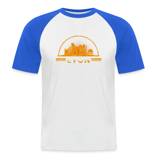 Lyon Skyline Vintage sur T-shirt baseball manches courtes Homme