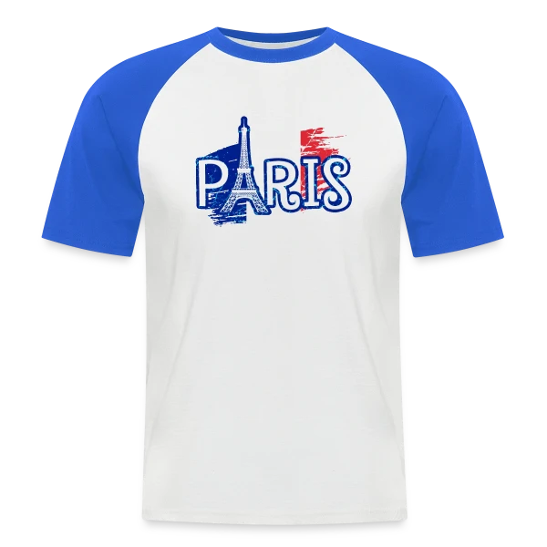 Paris Tour Eiffel Drapeau sur T-shirt baseball manches courtes Homme