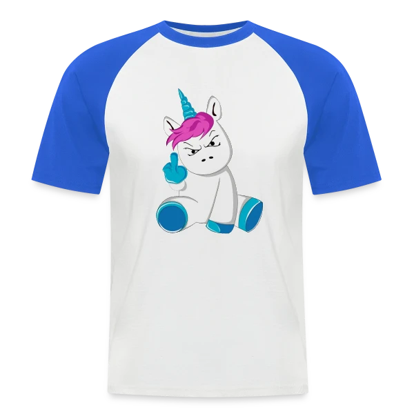 Licorne Furieuse Doigt d'Honneur sur T-shirt baseball manches courtes Homme