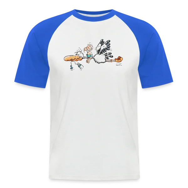 La Cigogne Apporte le Bonheur Bébé sur T-shirt baseball manches courtes Homme