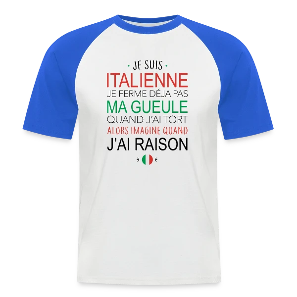 "Italienne : Ma Voix, Ma Loi" sur T-shirt baseball manches courtes Homme