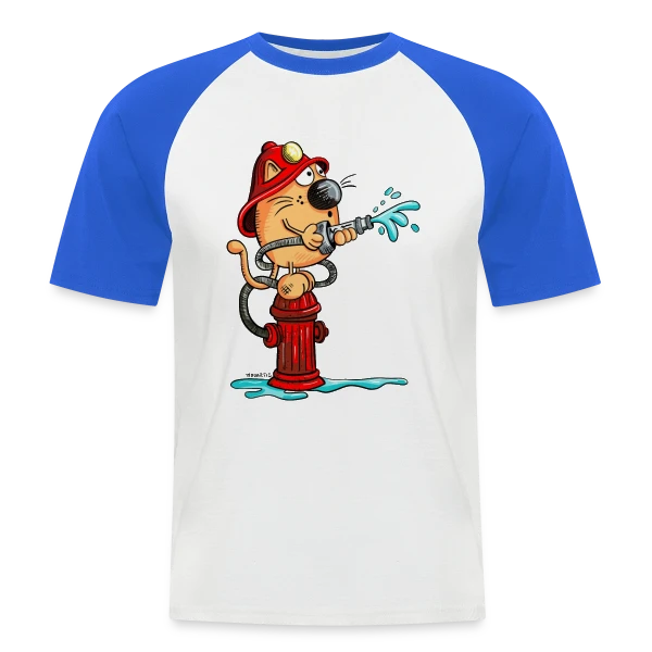 Le Chat Pompier Rigolo sur T-shirt baseball manches courtes Homme