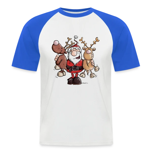 Le Père Noël Câline ses Rennes - Esprit de Noël sur T-shirt baseball manches courtes Homme