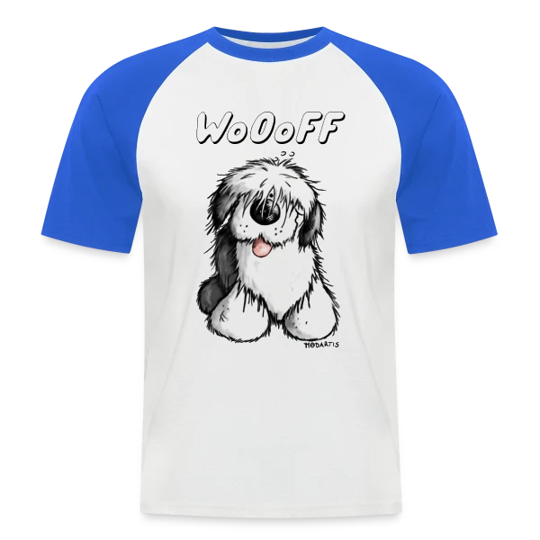 Woooff le Bobtail Rigolo sur T-shirt baseball manches courtes Homme